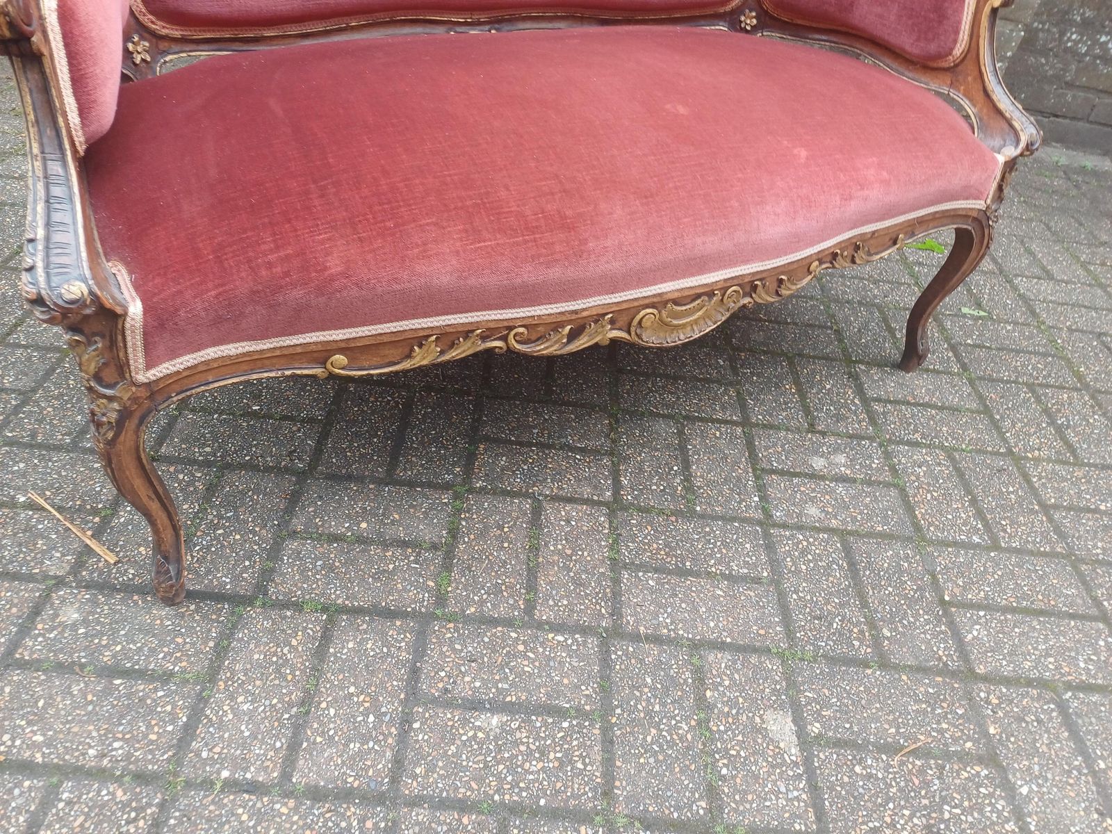 Victorian Rococo Salon Suite Mahogany Love Seat Armchairs Chair French Louis Style Pink Velvet Antique Furniture photo 1250.0