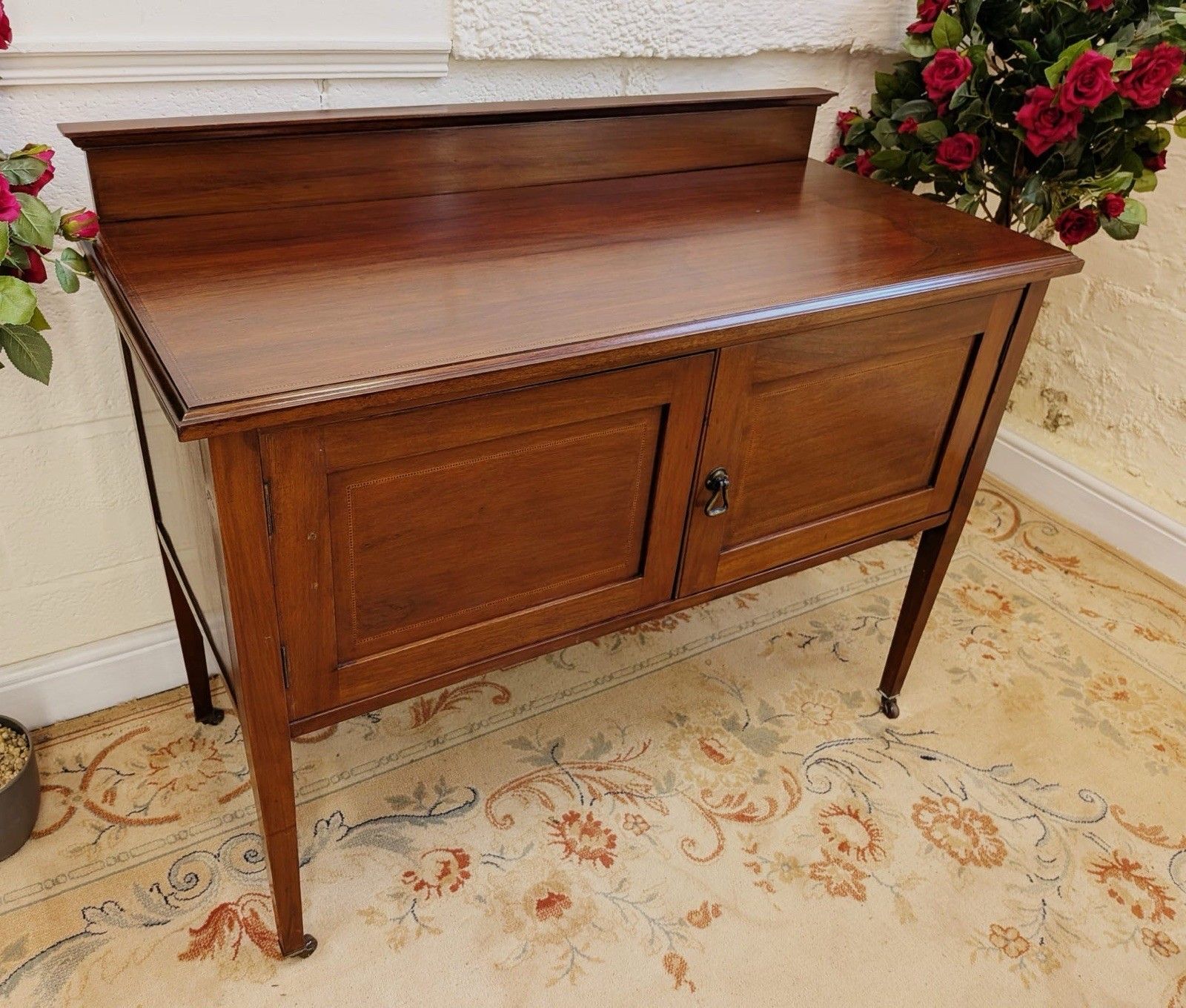 Edwardian Inlaid Mahogany 2 Door Wash Stand