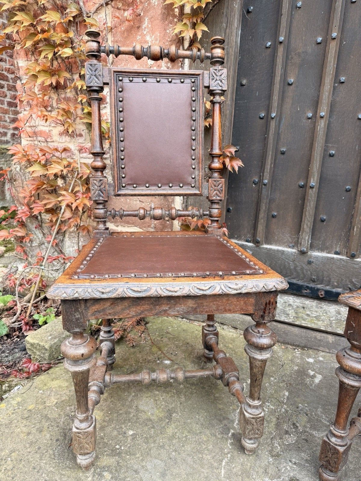 photo buy Set  8  Antique French  Oak Renaissance Revival Henri II Style Dining Chairs