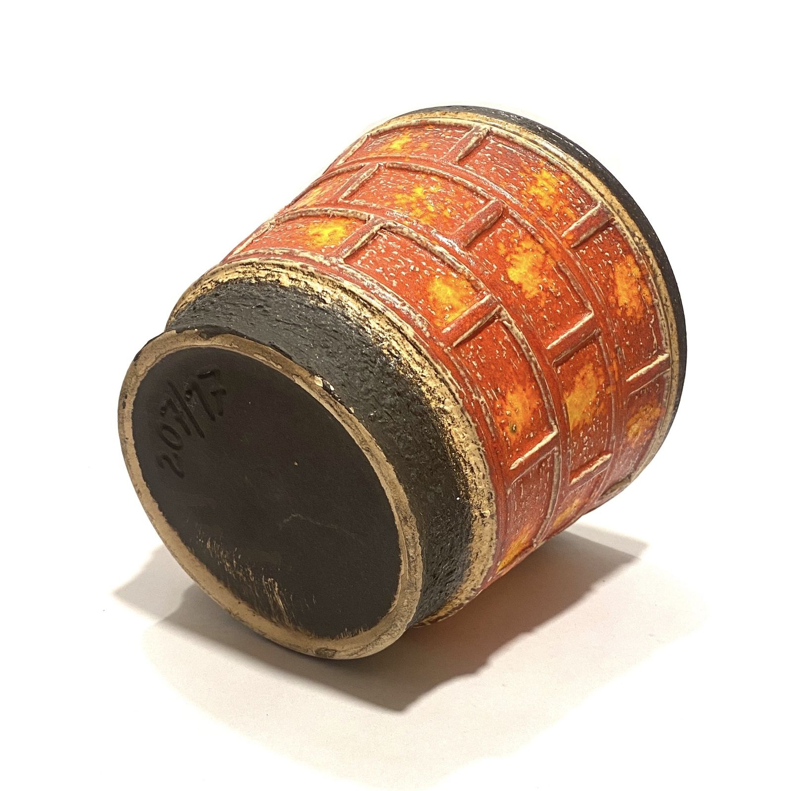 U Keramik (Uebelacker) 207/17 Planter In Red & Orange Glaze, 1970s West German Pottery photo buy