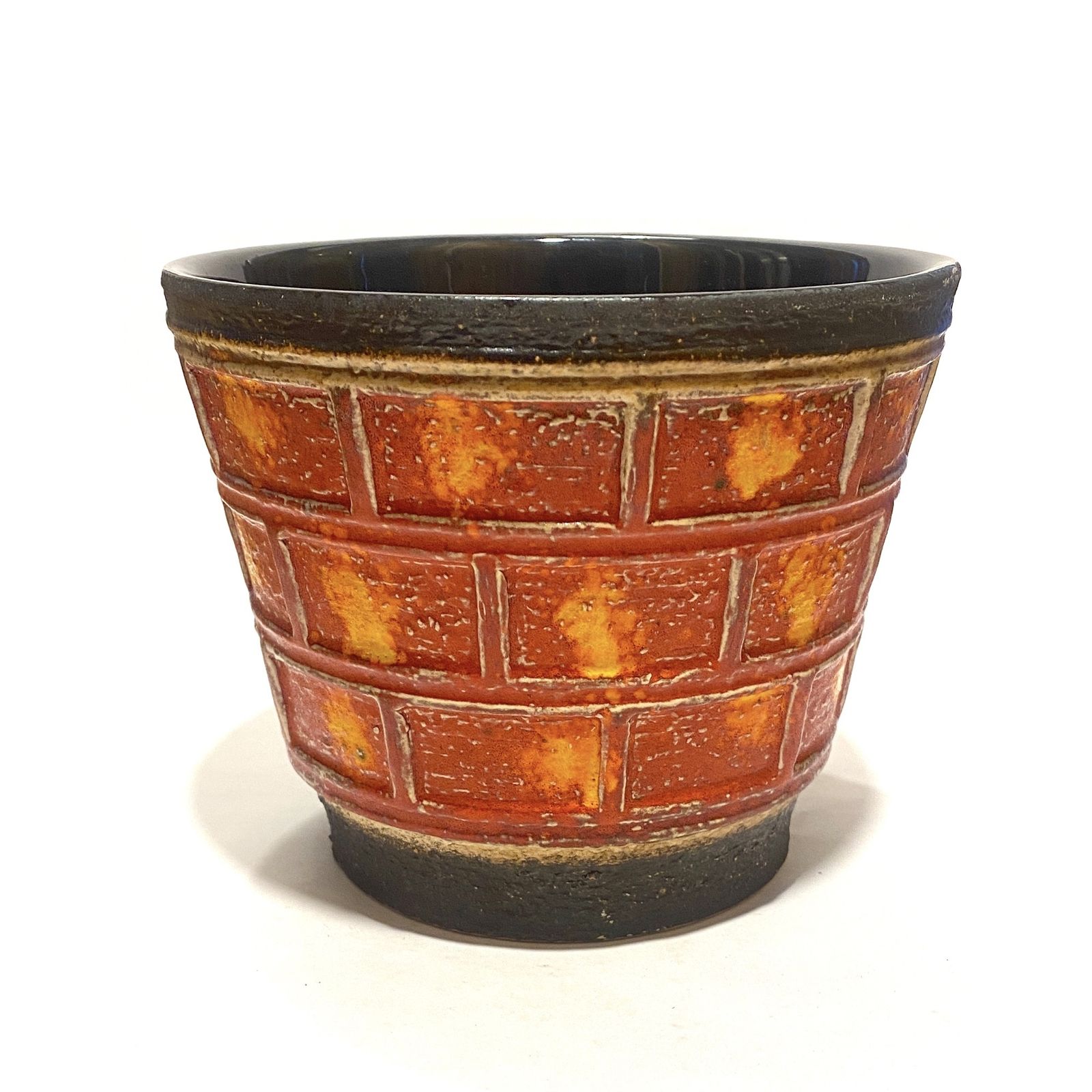 U Keramik (Uebelacker) 207/17 Planter In Red & Orange Glaze, 1970s West German Pottery photo vinterior