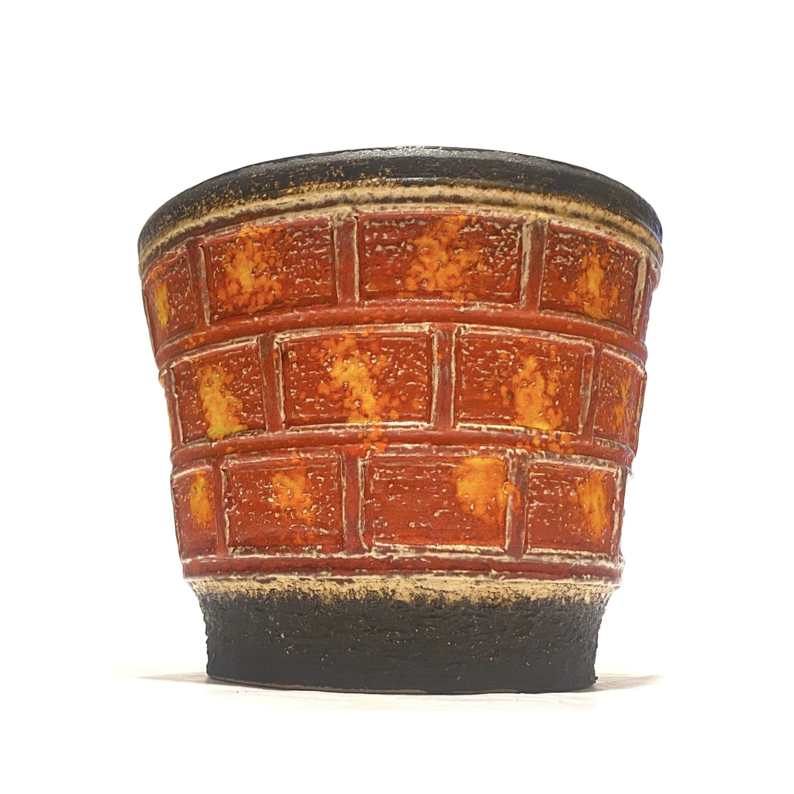 U Keramik (Uebelacker) 207/17 Planter In Red & Orange Glaze, 1970s West German Pottery photo 50.0