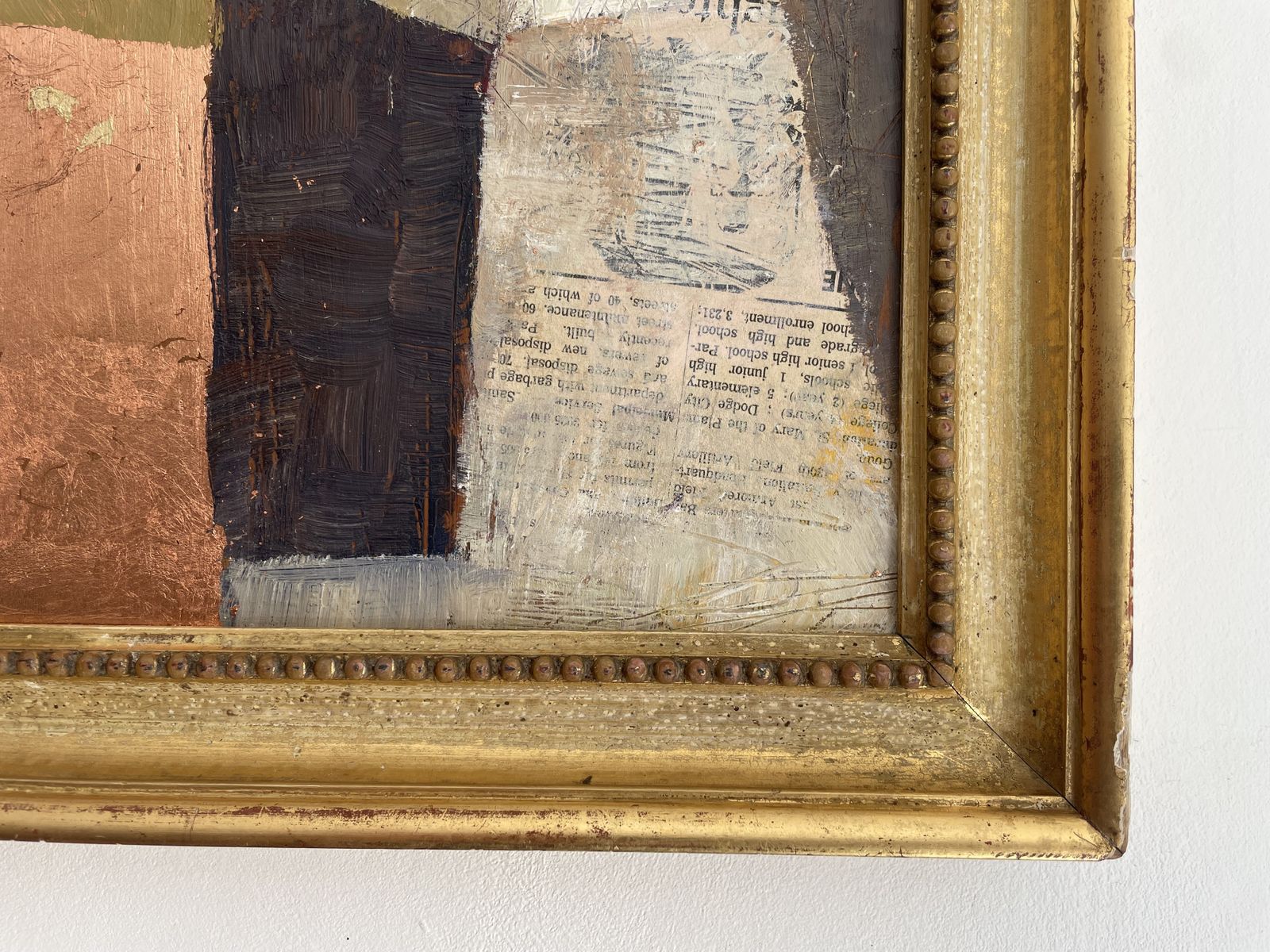 The Gold Field. Painting In Acrylic And Collage In Vintage Frame. photo for sale