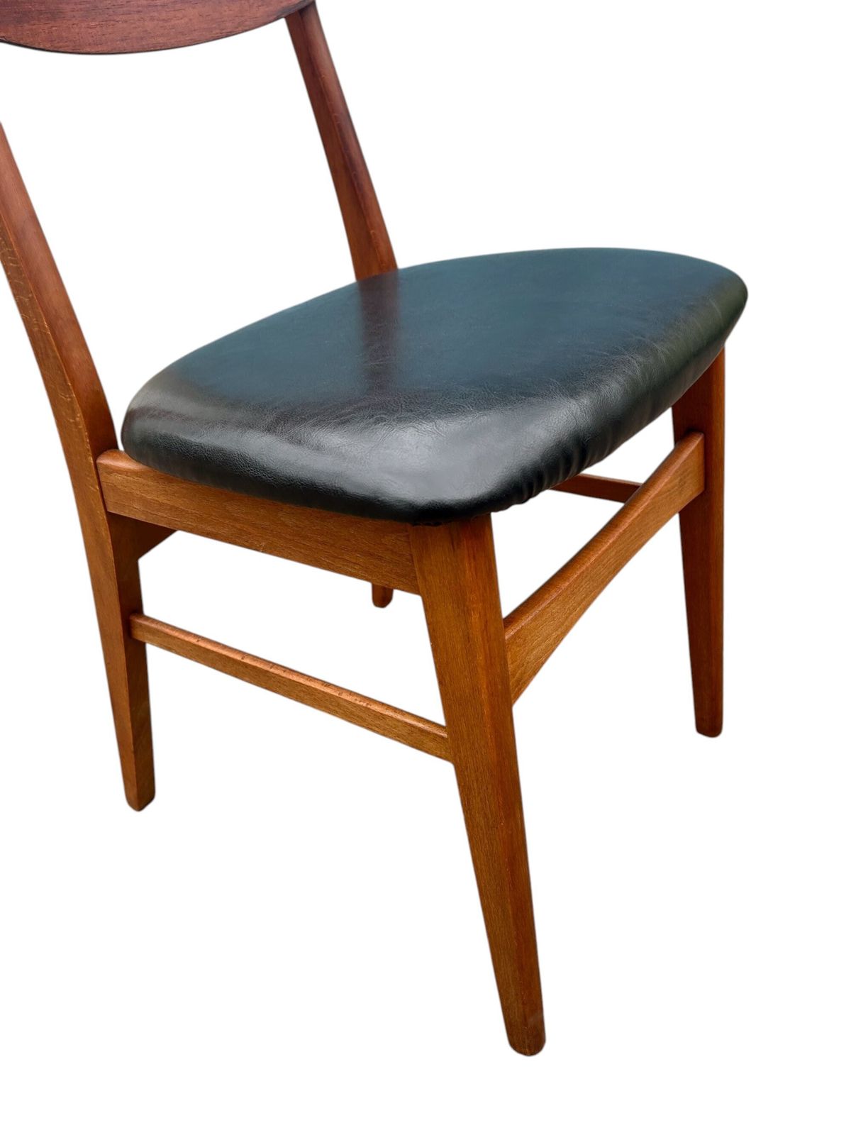 Furniture Danish Set Of 4 Model 210 Farstrup Teak And Black Vinyl Dining Chairs Mid Century 1960s photo