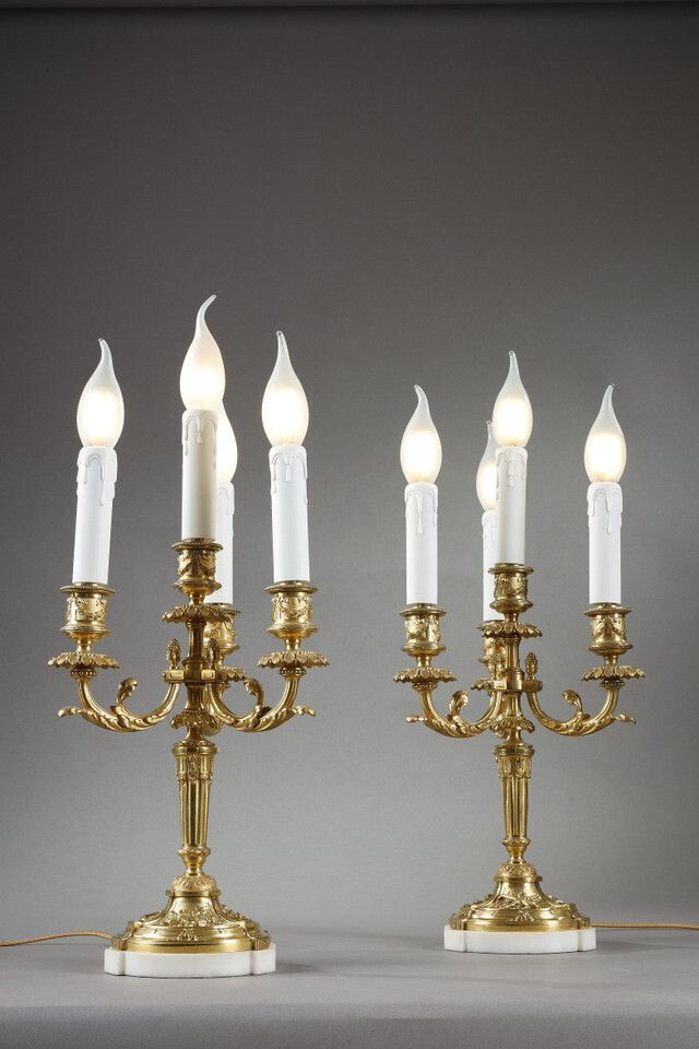 Pair Of Louis XVI Style Gilt Bronze Candelabra photo furniture