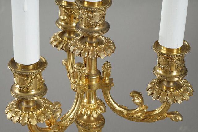 3693.0 Pair Of Louis XVI Style Gilt Bronze Candelabra photo