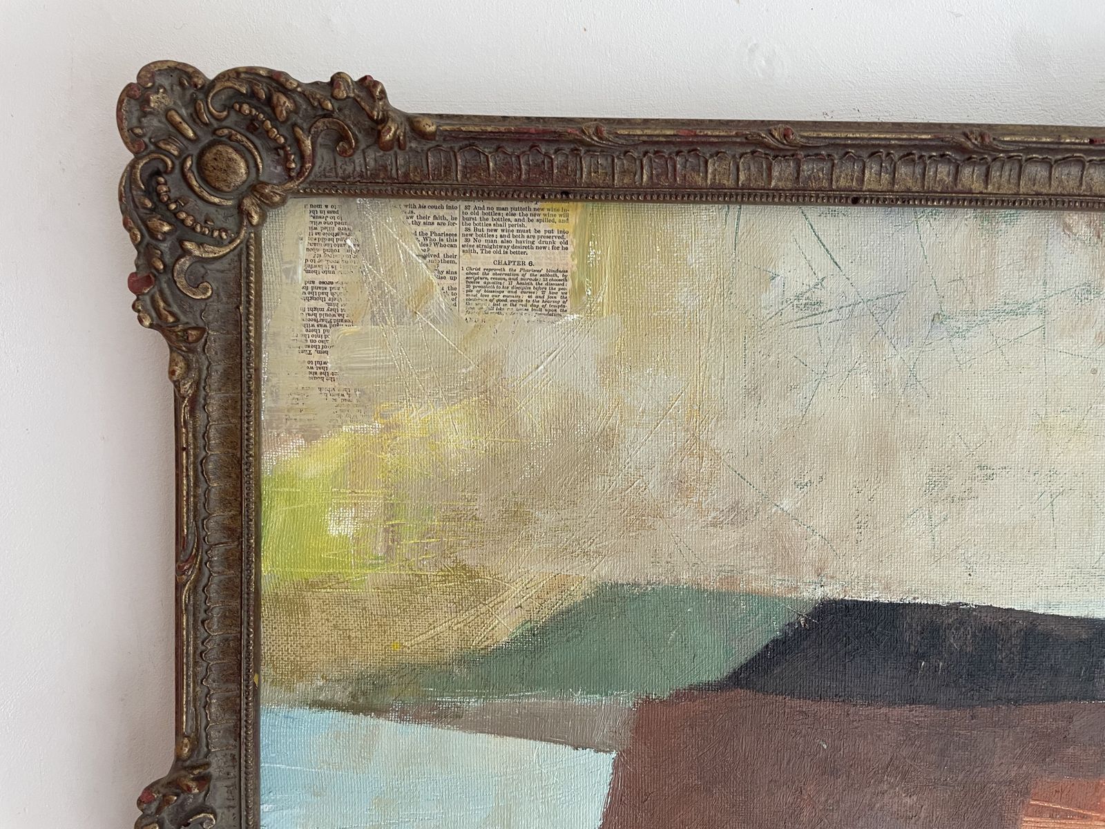 The Ridge.                        Painting In Acrylic And Collage In Vintage Frame. photo 485.0