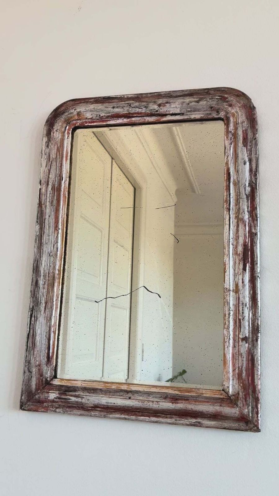 photo for sale Antique French Louis Philippe Silvered Giltwood Mirror – Late 19th Century