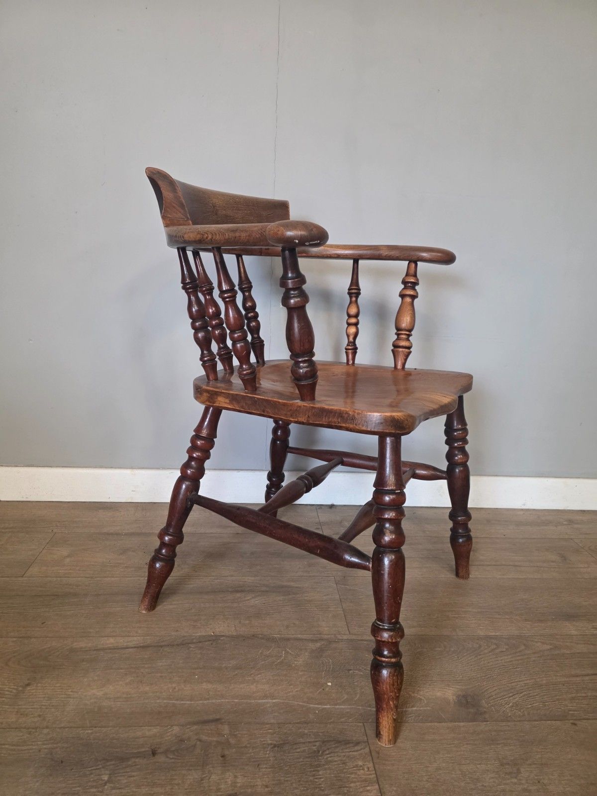 Antique Original Smokers Bow/Captains Chair Made From Elm 1890s
