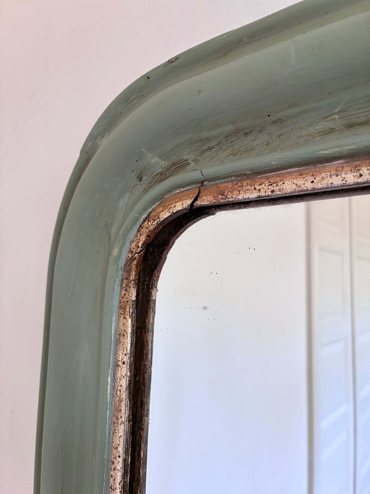 Large Antique French Louis Philippe Mirror – Green And Gold, Late 19th Century photo 890.0