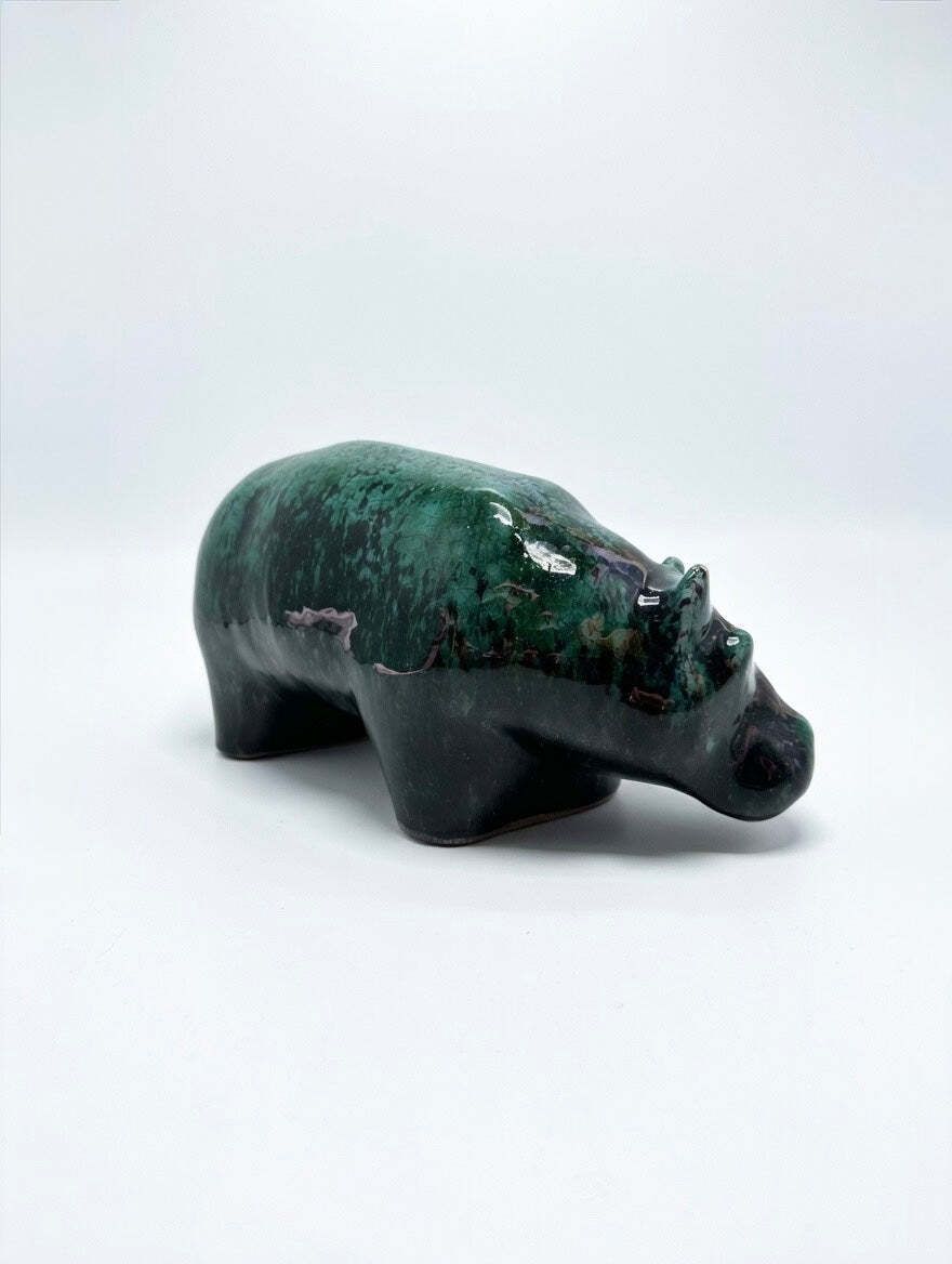 Otto Keramik Ceramic Hippopotamus West German Pottery Fat Lava photo vinterior