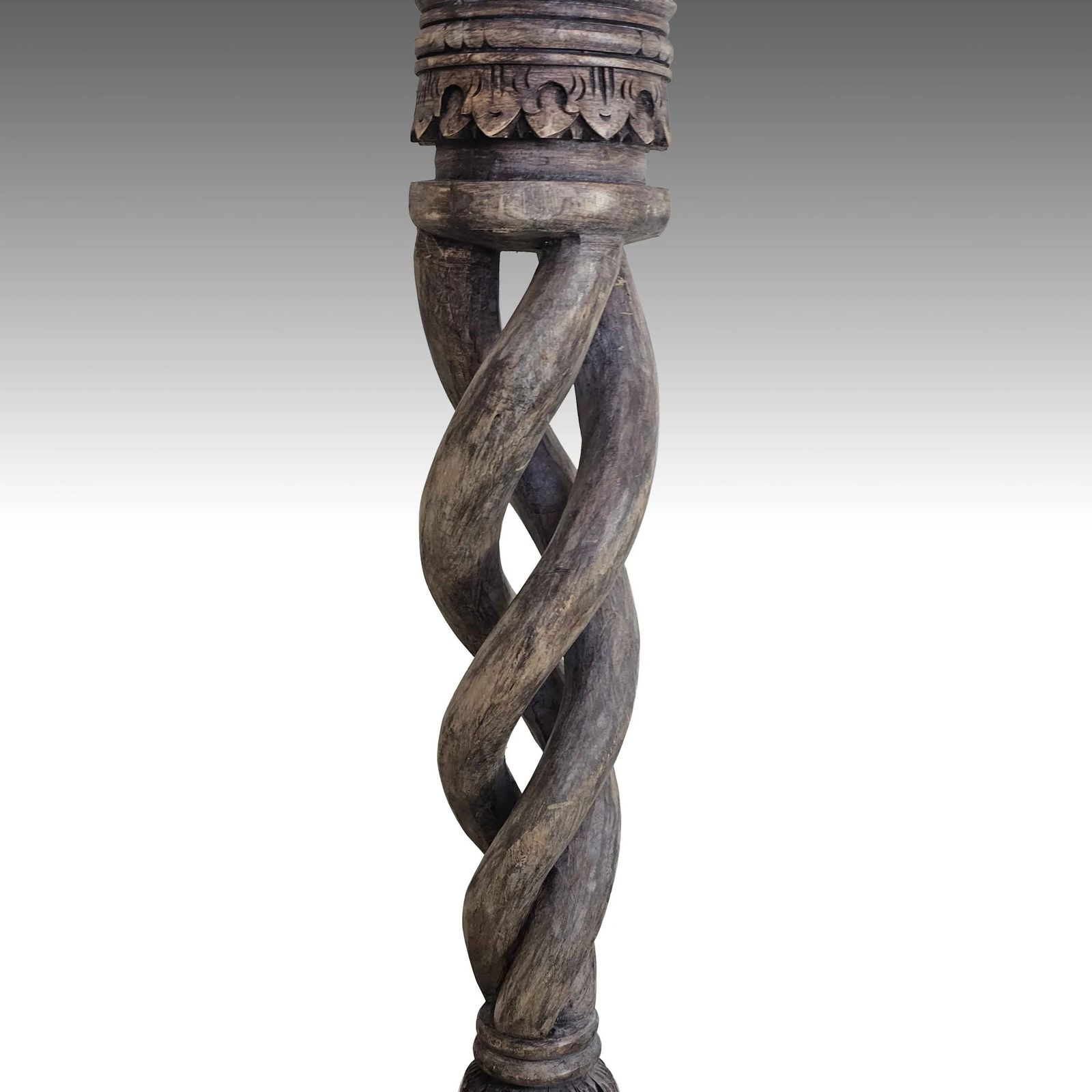 180.0 Vintage Carved Wood Plant Stand   Barley Twist Pedestal photo