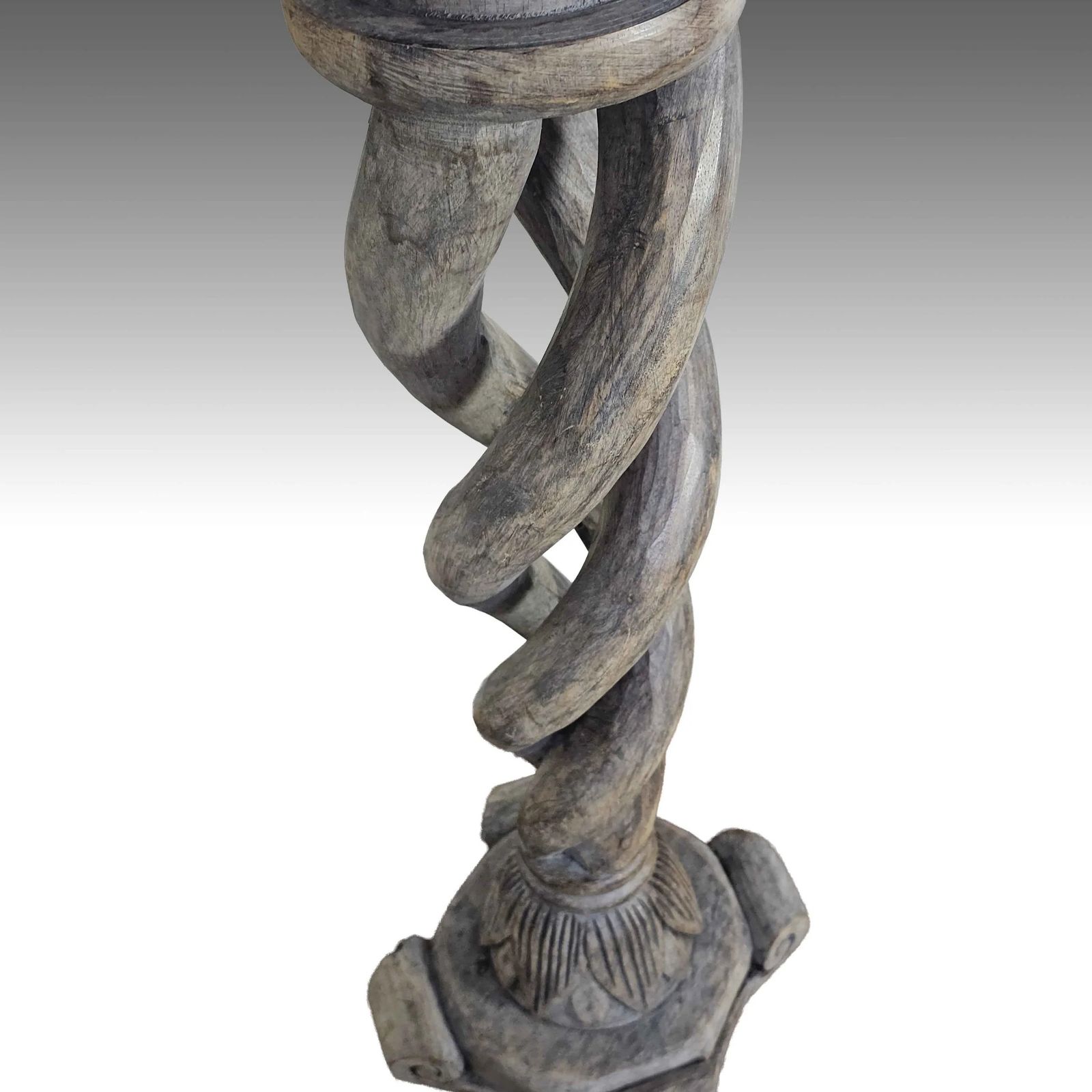 photo buy Vintage Carved Wood Plant Stand   Barley Twist Pedestal