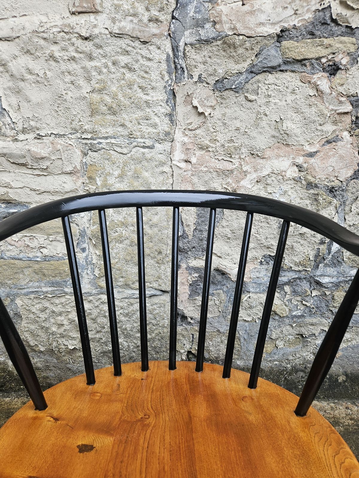 Ercol Cow Horn Bow Top Rocking Chair By Lucian Ercolani Model Number 452 In Black And Elm Mid Century Furniture photo vintage