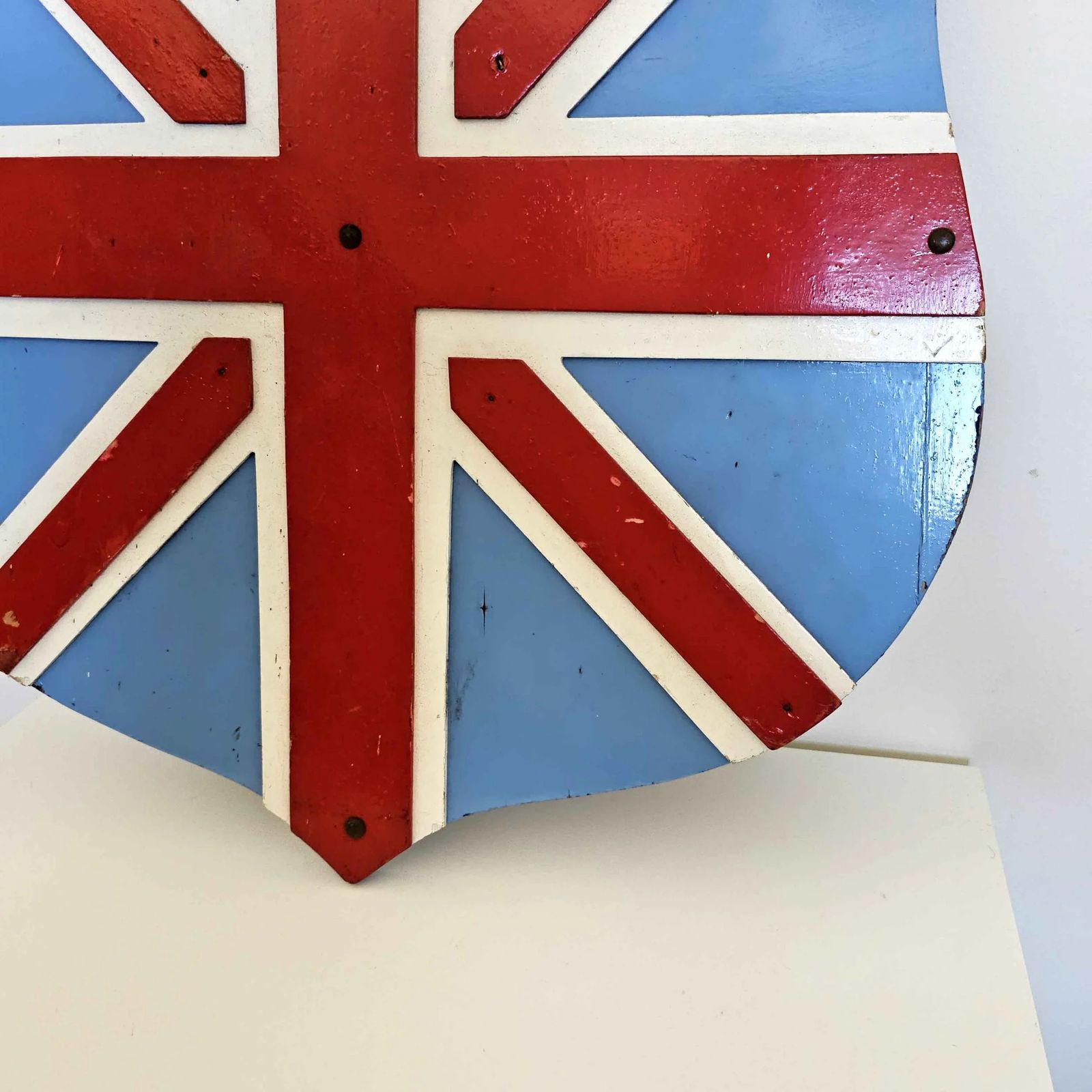 Scratch Built Folk Art   Union Flag Wooden Shield   Circa 1950s photo 115.0
