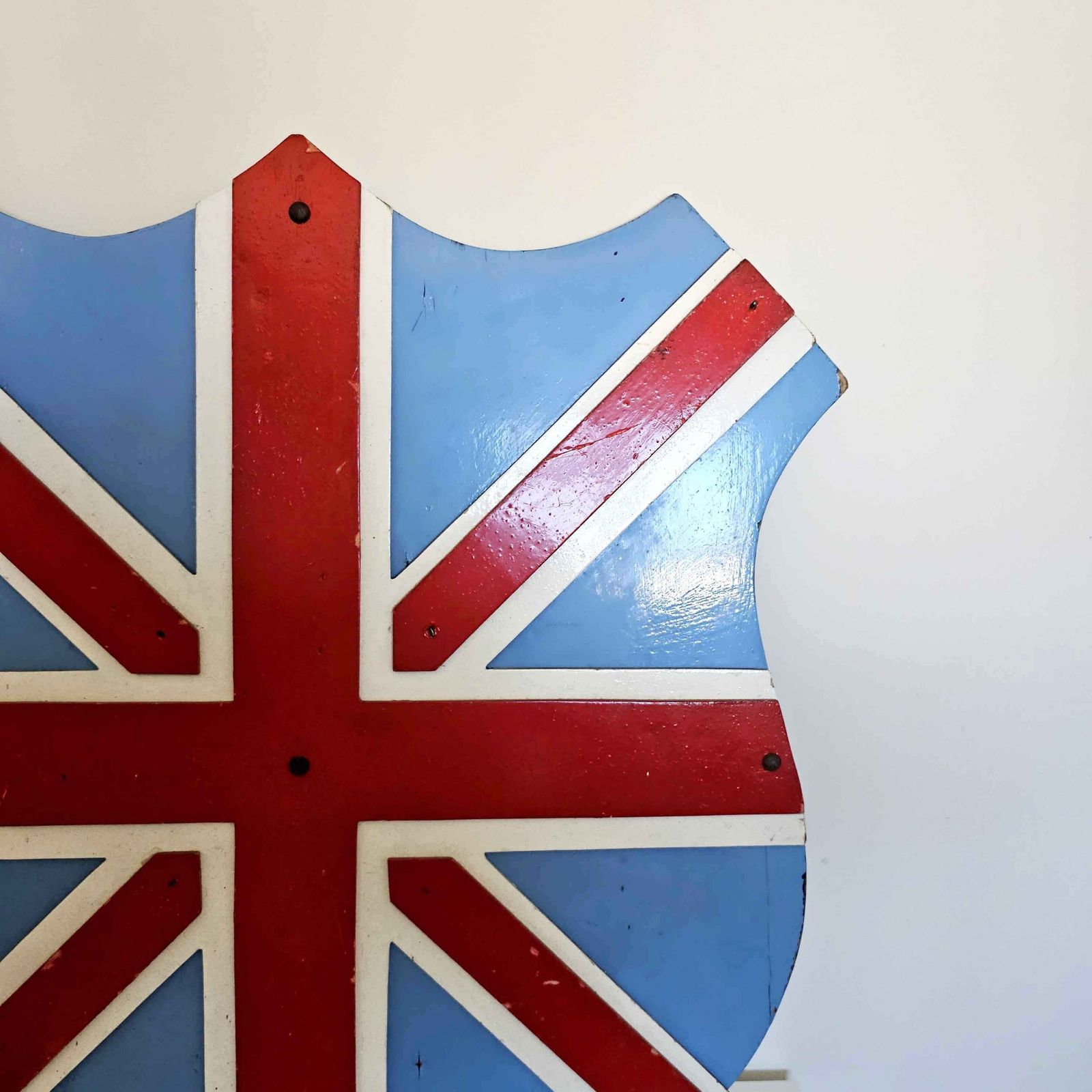 Scratch Built Folk Art   Union Flag Wooden Shield   Circa 1950s photo vinterior
