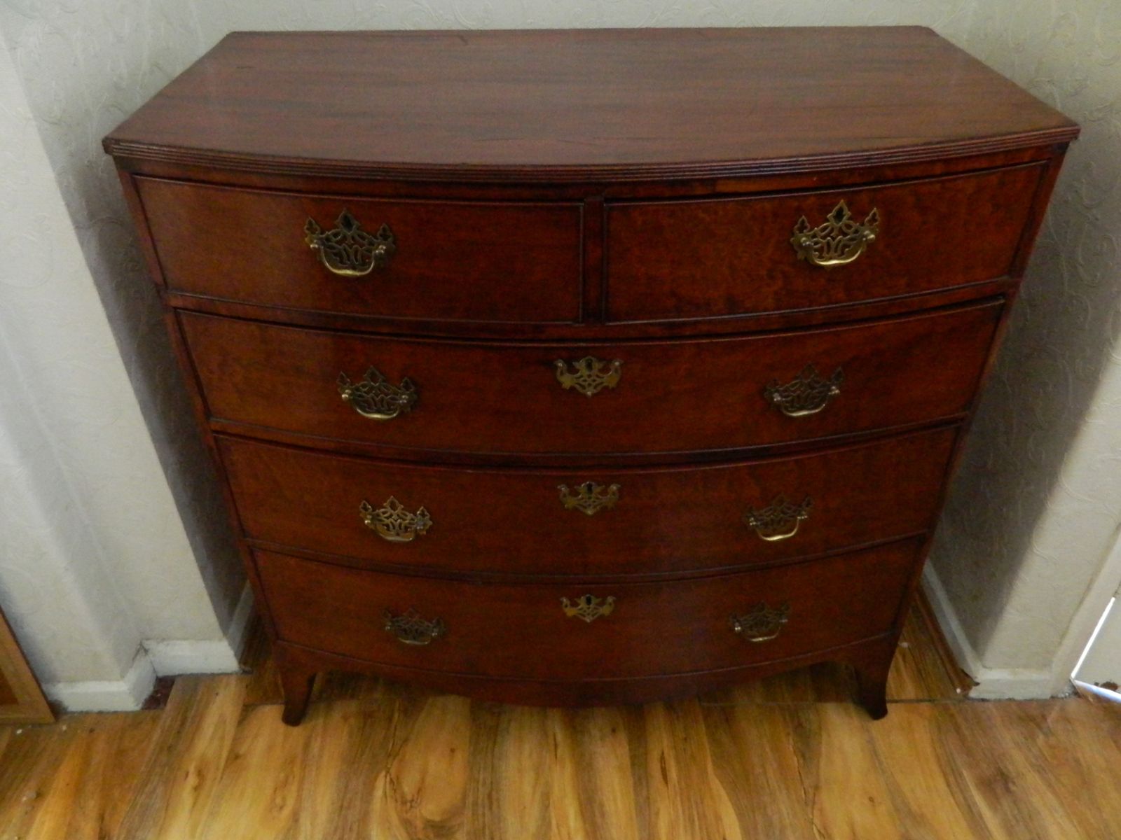 Regency Mahogany Bow Front Chest Of Drawers photo vinterior