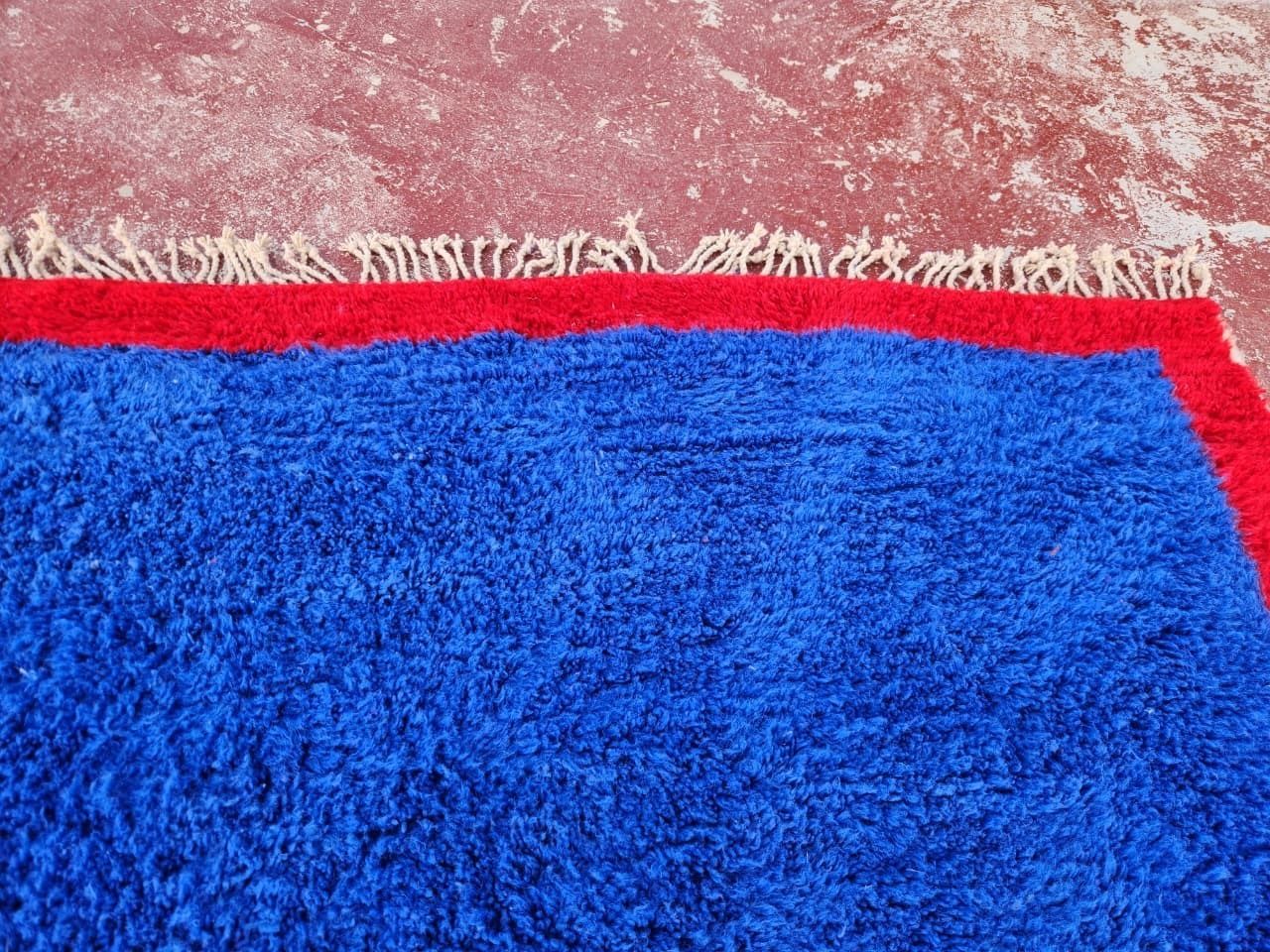 photo furniture Bold Blue Beni Ourain Rug 250x180 Cm – Handmade Moroccan Wool