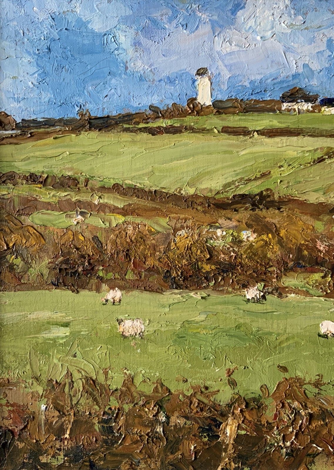 Keith Gardner Rca (B. 1933) Farming Sheep Landscape Impasto Oil Painting photo Art