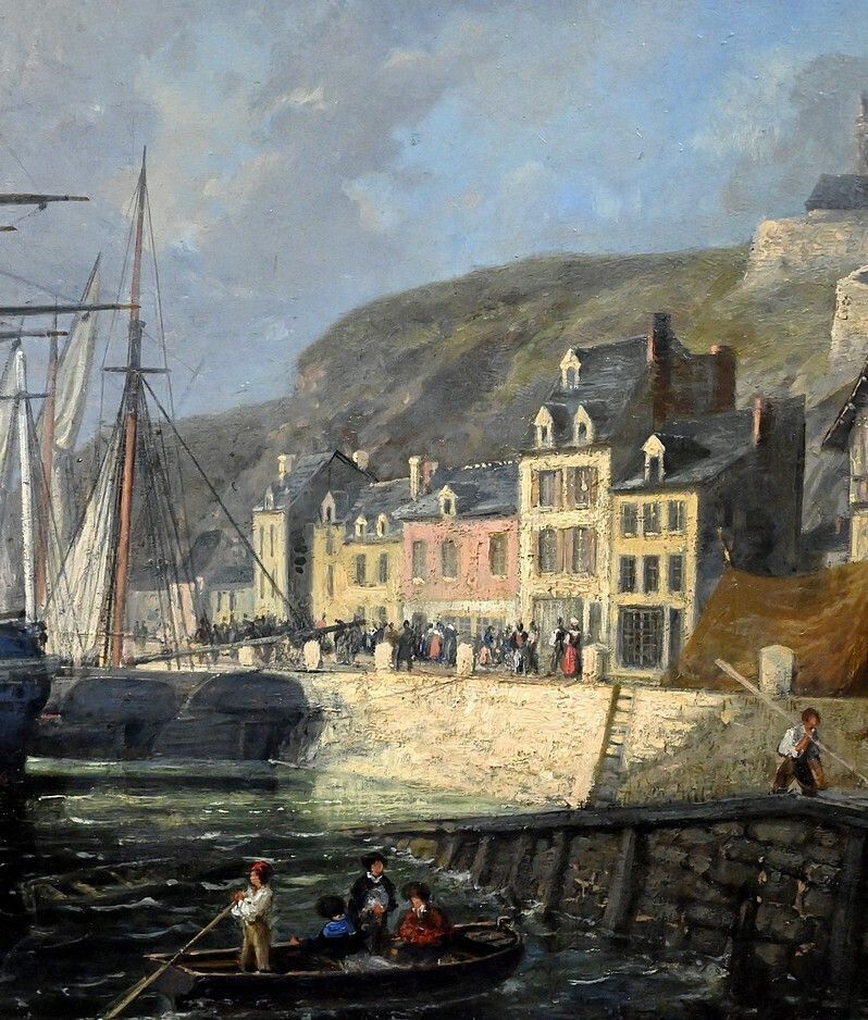 photo furniture Painting “Quai En Lumière”, Oil On Panel, Signed Jules D’évry – Mid 199th