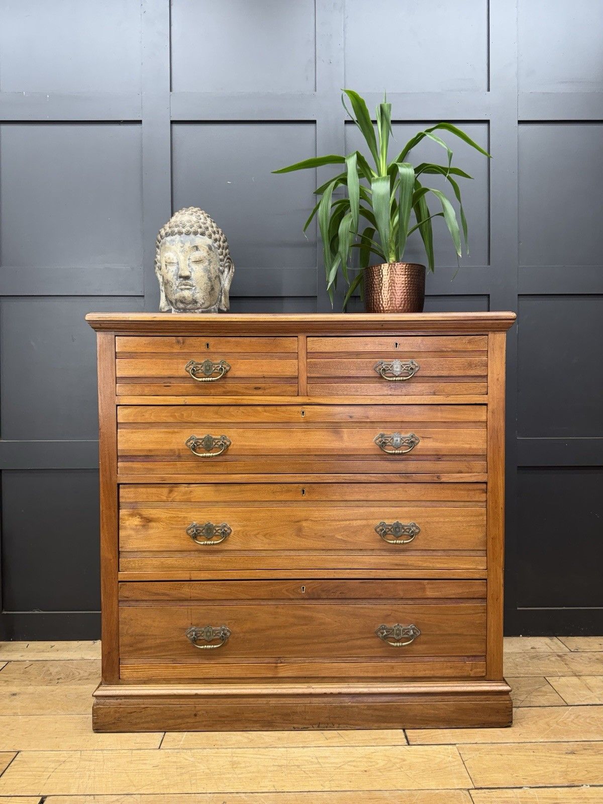 Antique Solid Walnut Chest Of Drawers Bedroom Storage Furniture
