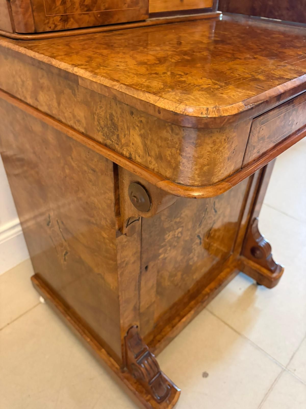 Antique 19th Century Burr Walnut Davenport Desk photo for sale