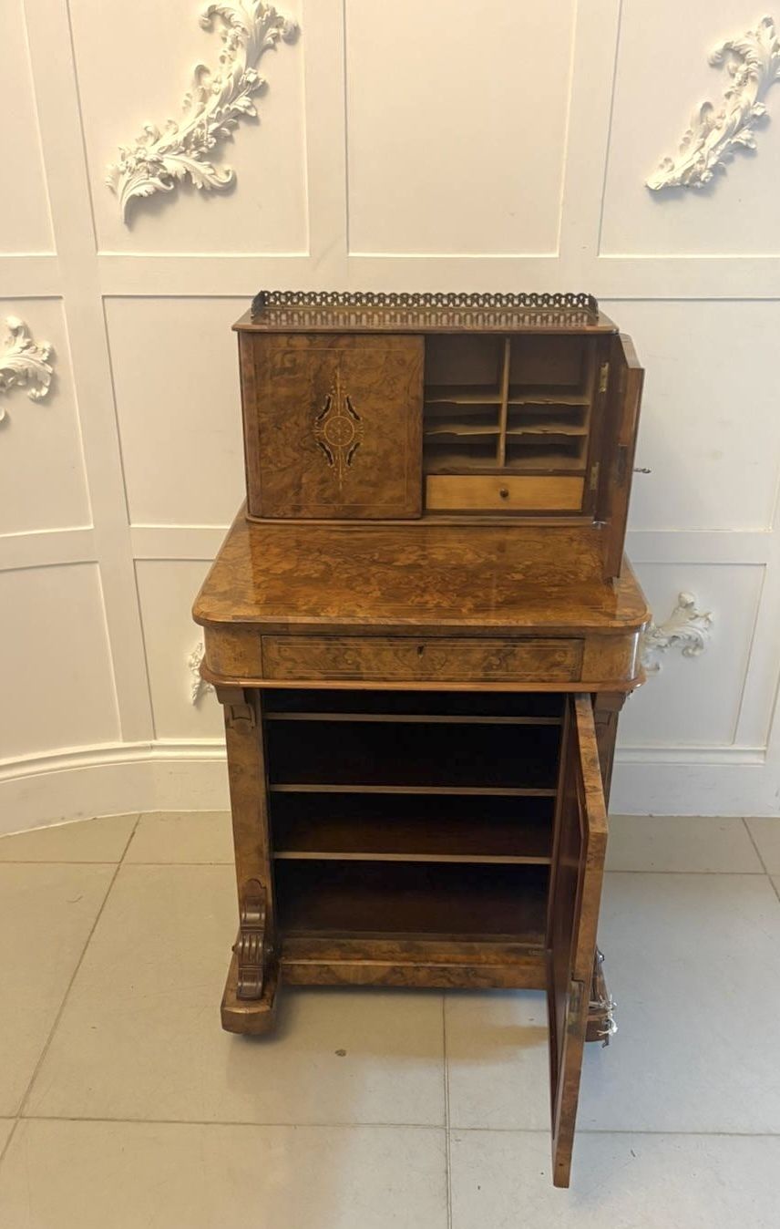 Antique 19th Century Burr Walnut Davenport Desk photo vintage