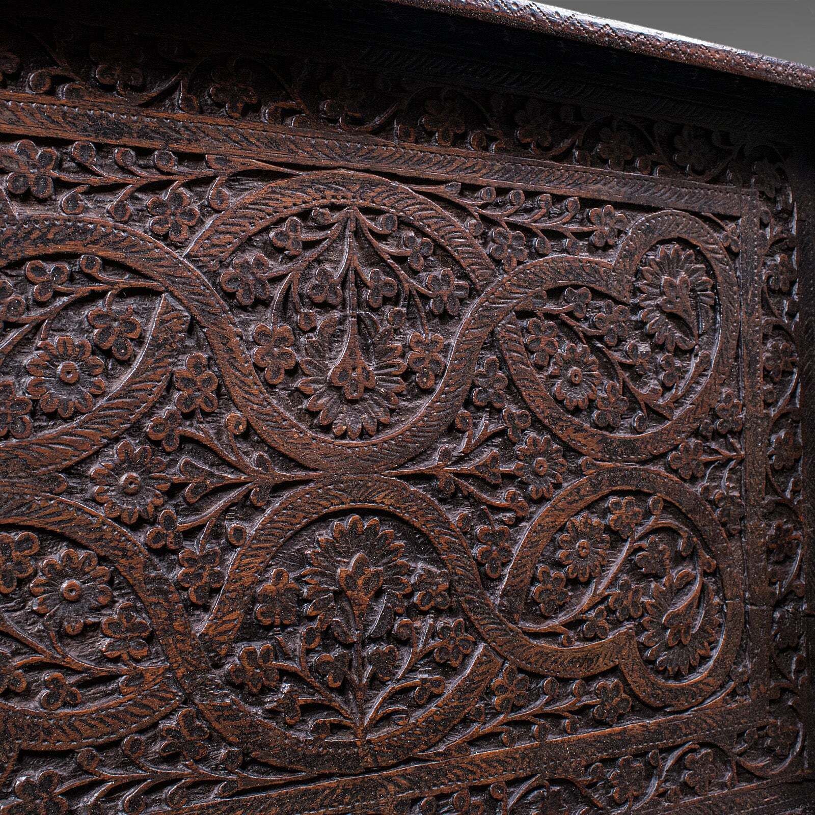 Antique Carved Serving Tray, Anglo Indian, Afternoon Tea Platter, Late Victorian photo vintage