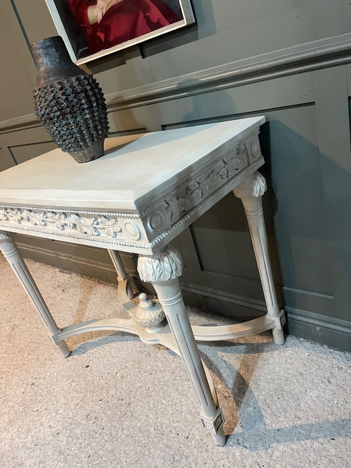 Painted & Carved French Style Table Painted Cream Louis XVI Style Vgc photo for sale