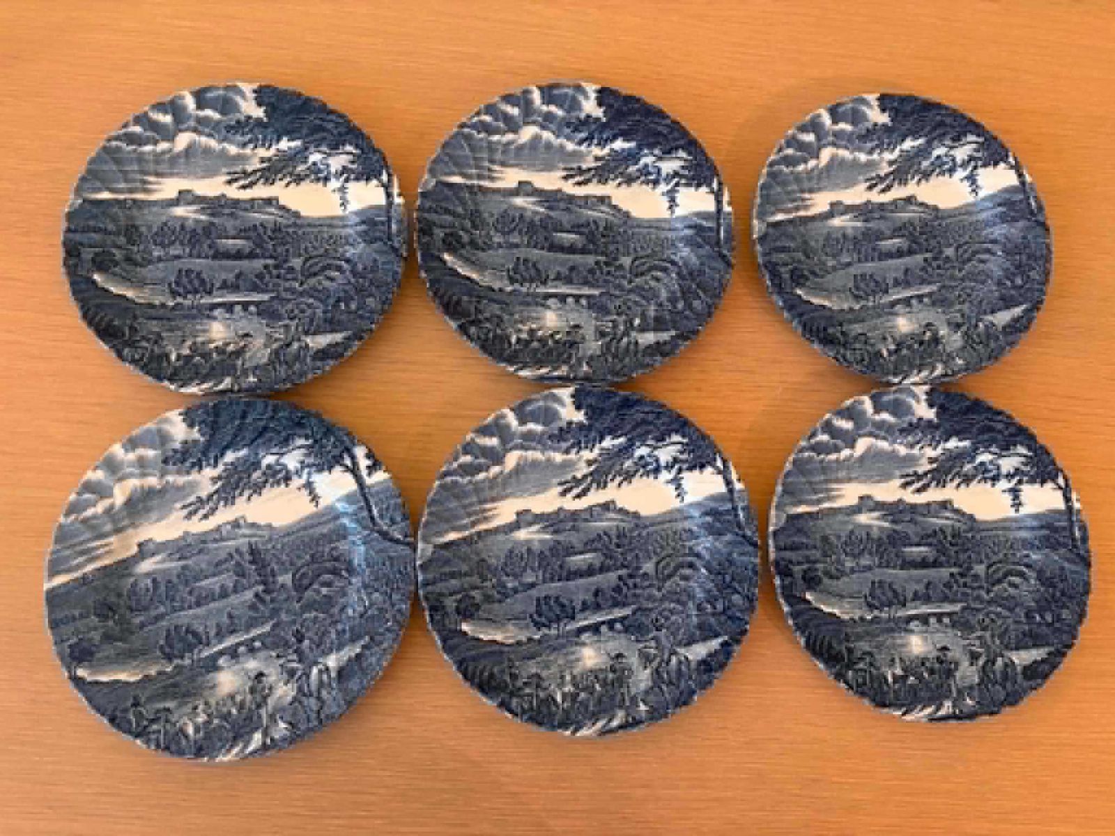 Road To Windsor 6 Dessertborden Blauw Bordset Door Johnson Brothers: Engels Transferware 19,7 cm/7,8" photo Woonaccessoires