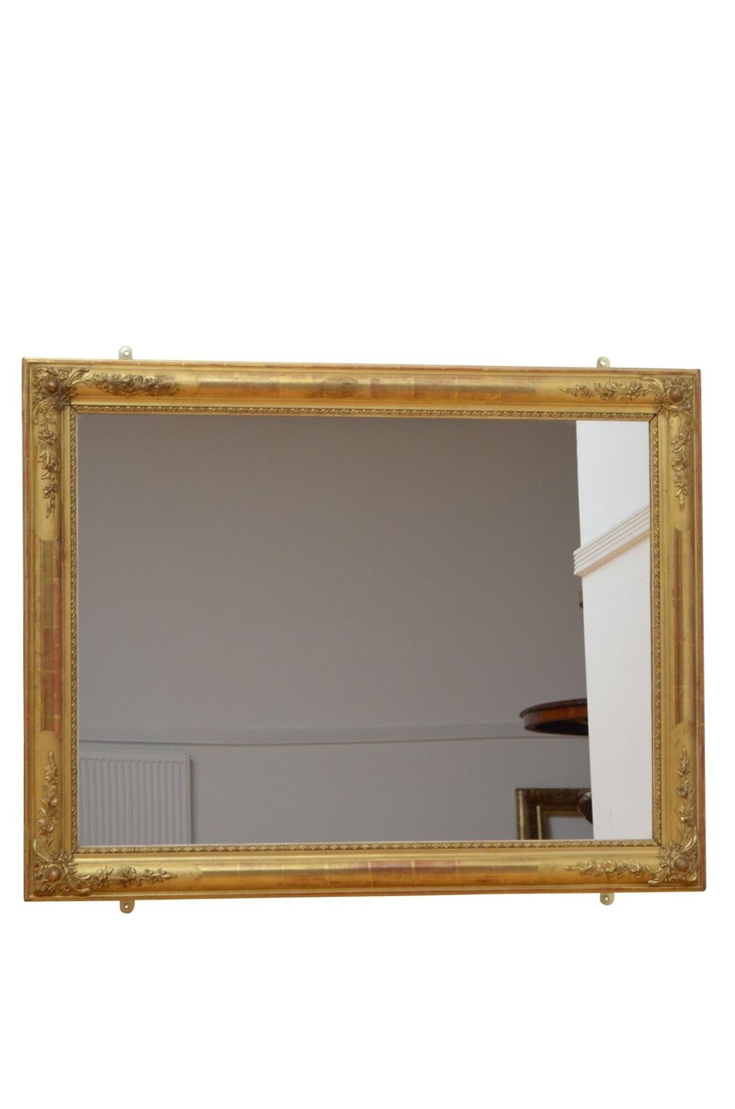Giltwood Wall Mirror With Flowers And New Glass