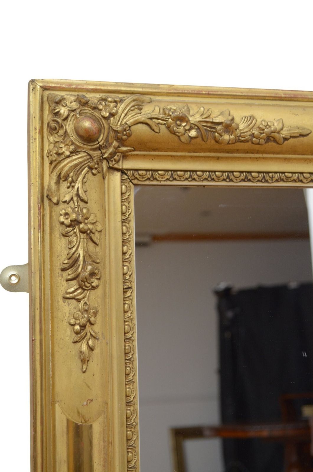 Giltwood Wall Mirror With Flowers And New Glass photo for sale