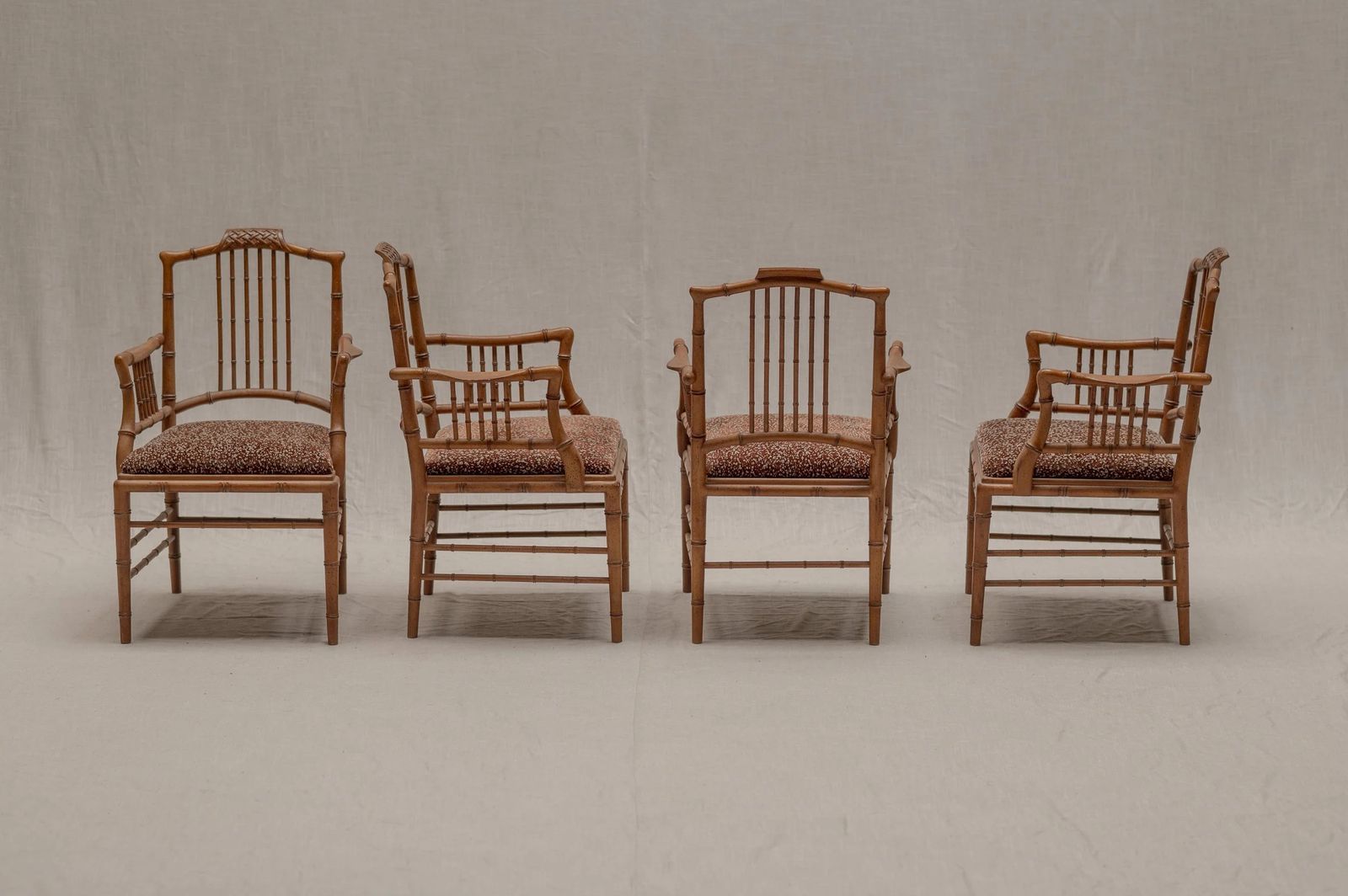 Italian Faux Bamboo Armchairs, Set Of Four, 1970s