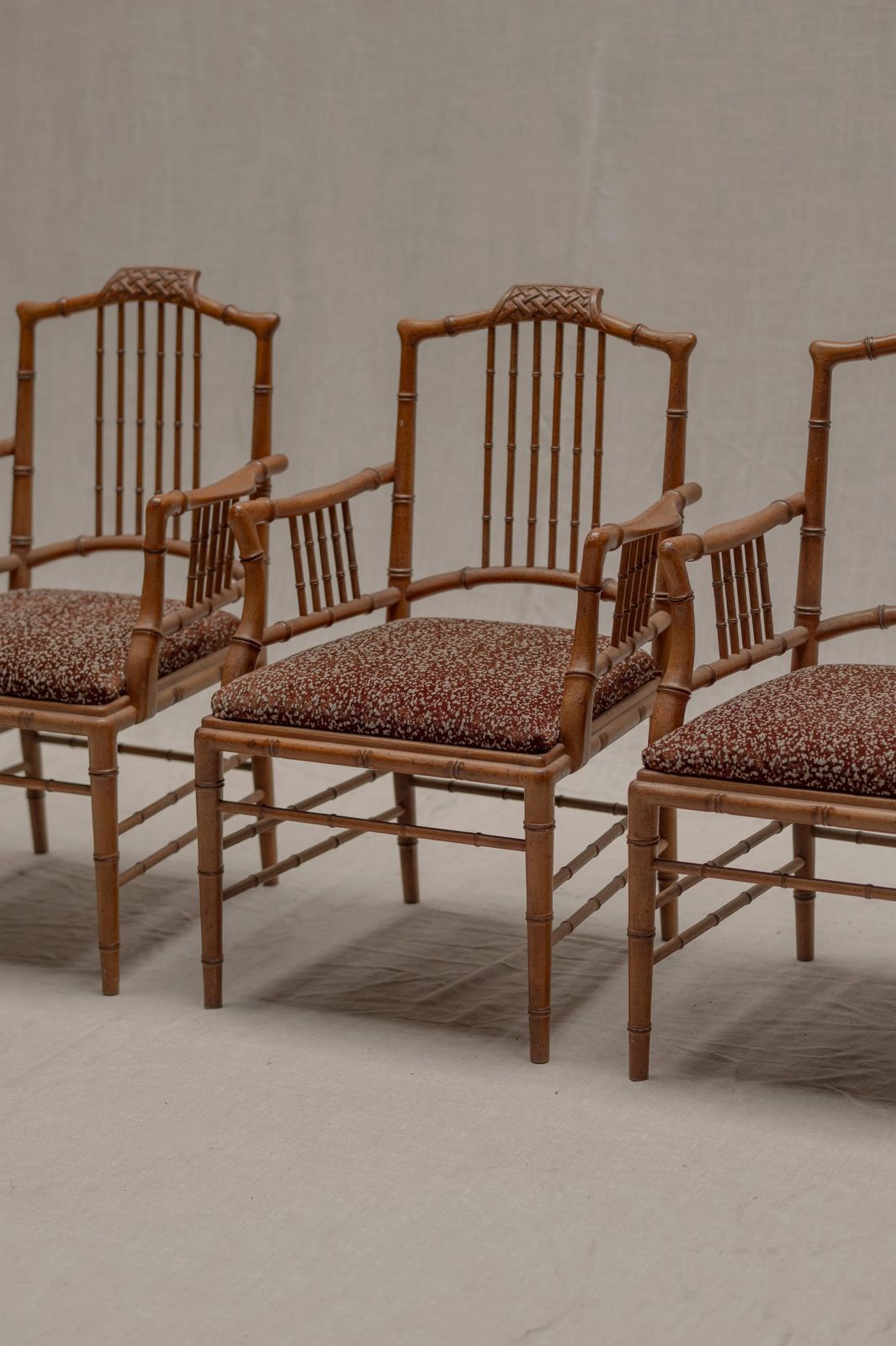 Italian Faux Bamboo Armchairs, Set Of Four, 1970s photo Furniture
