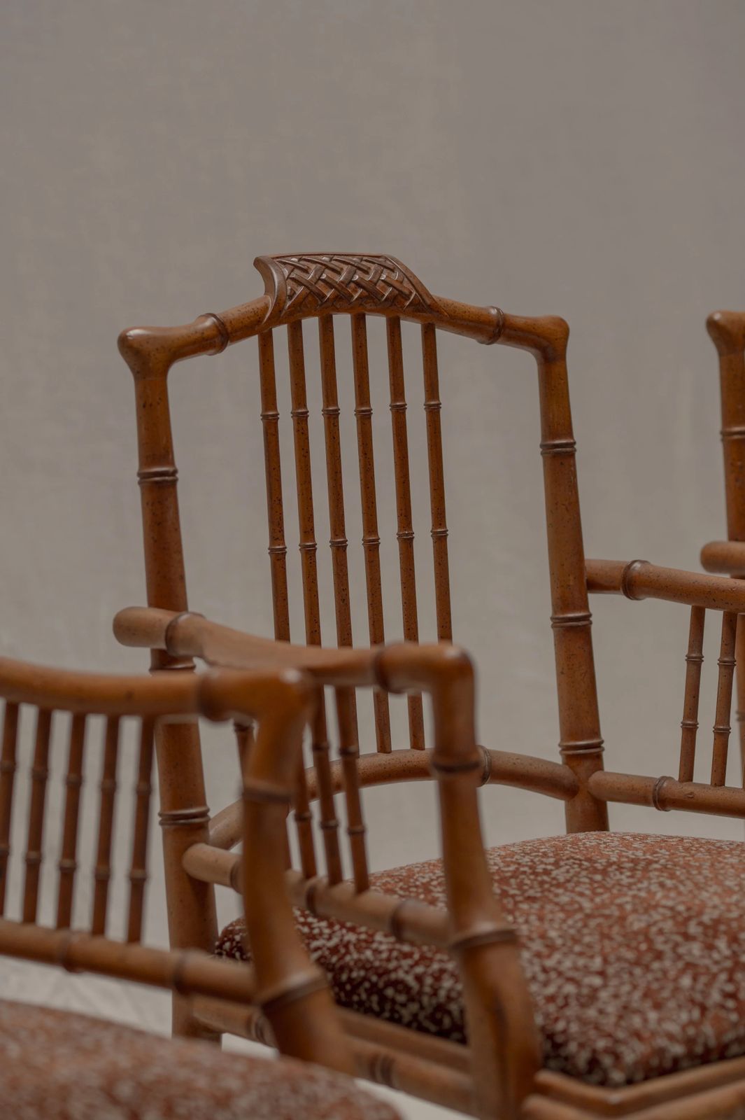 photo for sale Italian Faux Bamboo Armchairs, Set Of Four, 1970s