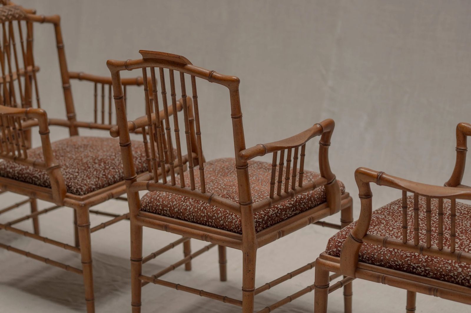 photo vintage Italian Faux Bamboo Armchairs, Set Of Four, 1970s