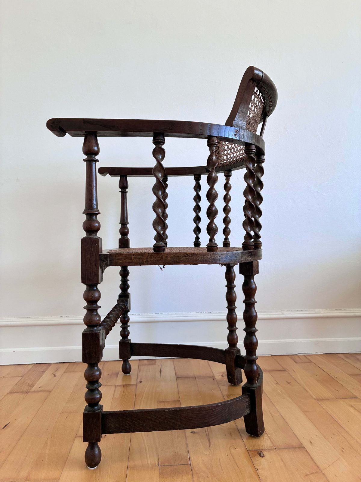 Edwardian Barley Twist Armchair With Cane, English, Early 20th Century photo Furniture