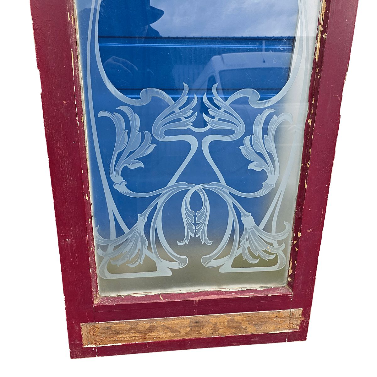 Panneau de verre Art Nouveau français issu d'une porte de café, début du XXe siècle photo for sale
