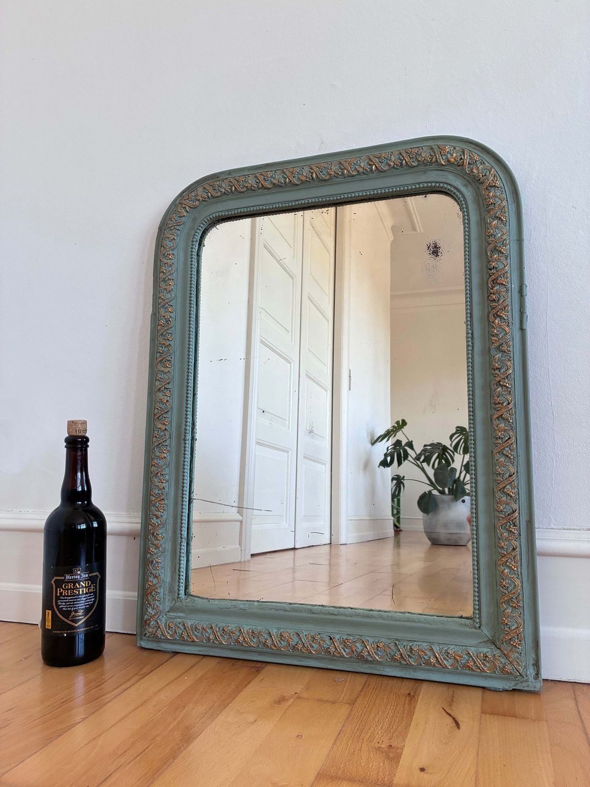 Antique French Louis Philippe Mirror – Green And Gold, Late 19th Century photo buy