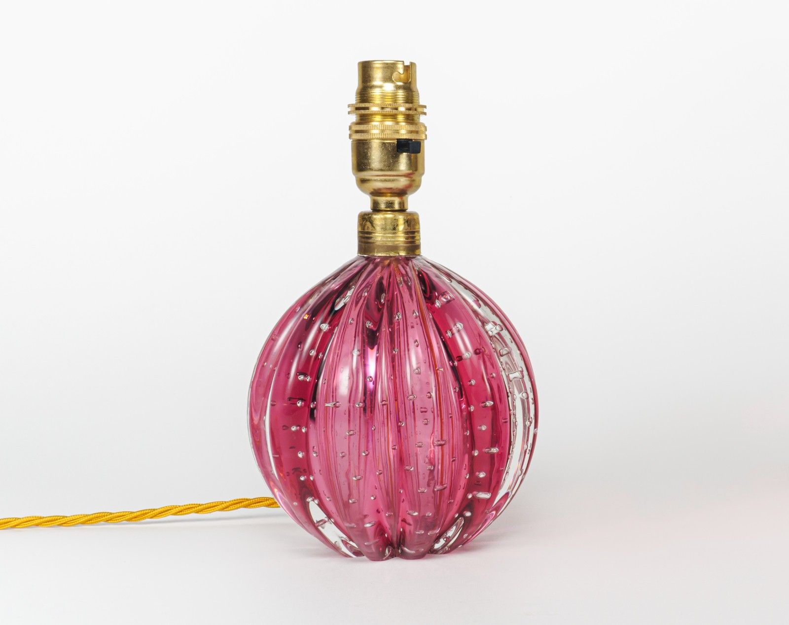 Pair 1960s Archimede Seguso Pink Bullicante Murano Glass Table Lamps Wiwht Original Labels photo furniture