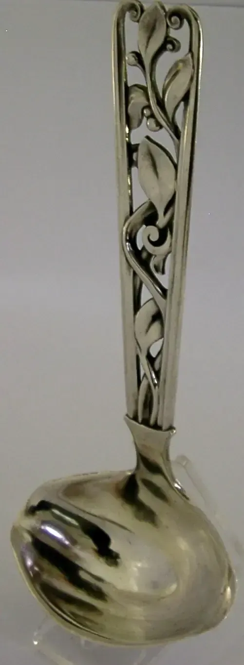 Heavy 90g Art Deco Danish Solid Silver Double Lipped Sauce Ladle 1947 Denmark photo furniture