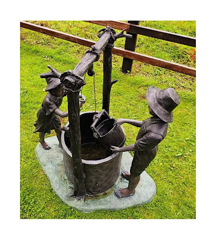 photo furniture A Very Fine 20th Century Bronze Figuraral Garden Sculpture Of Children At A Well