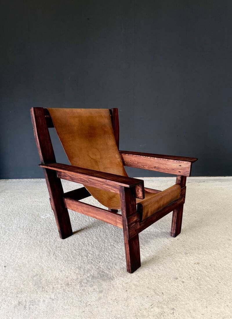 Mid-Century handgemaakte strandstoel met sling-zitting, Nederland, ca. jaren 1960 photo for sale