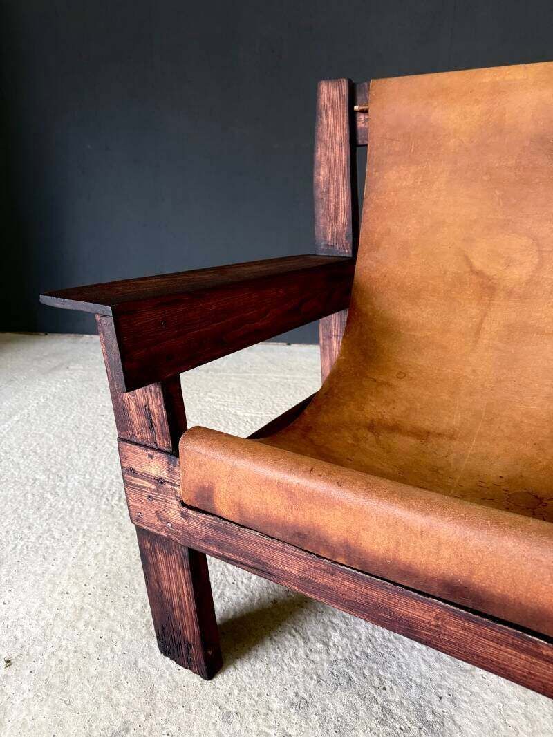 photo furniture Midcentury Handcrafted Beach Sling Lounge Chair, Netherlands 1960's