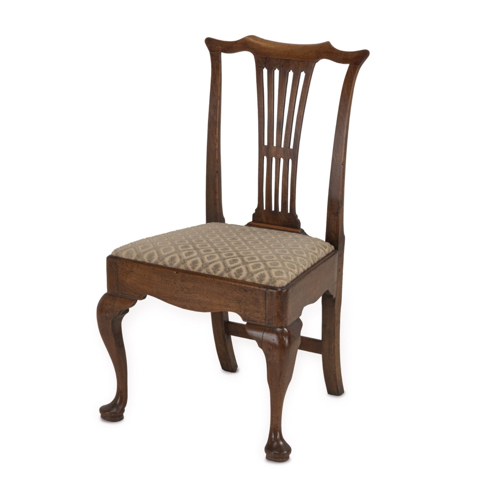 Mid 18th Century English Walnut Side Chair With Pierced Splat Back, C.1740–1760