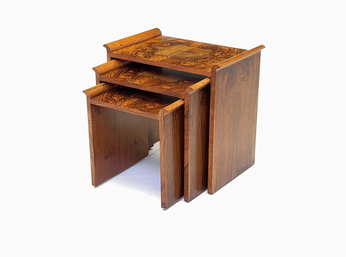 English Art Deco Walnut Nest Of Tables, Circa 1930 photo Furniture