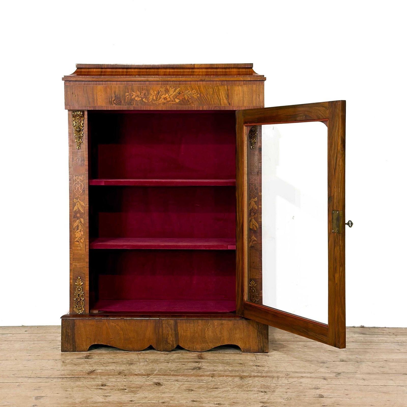 Antique Walnut Inlaid Pier Cabinet | Display Cabinet | Antique Cabinet | Antique Storage | Display Cabinet (M 6877) photo furniture