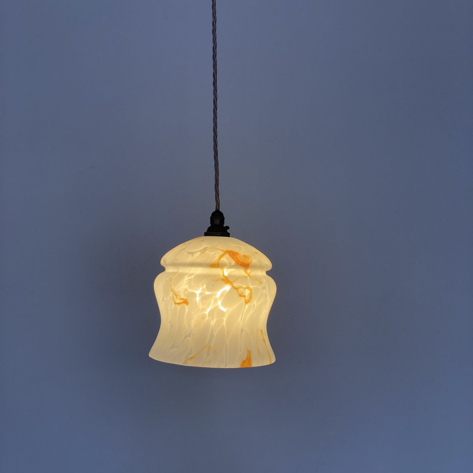 White And Orange Mottled Curved Glass Shade photo 145.0