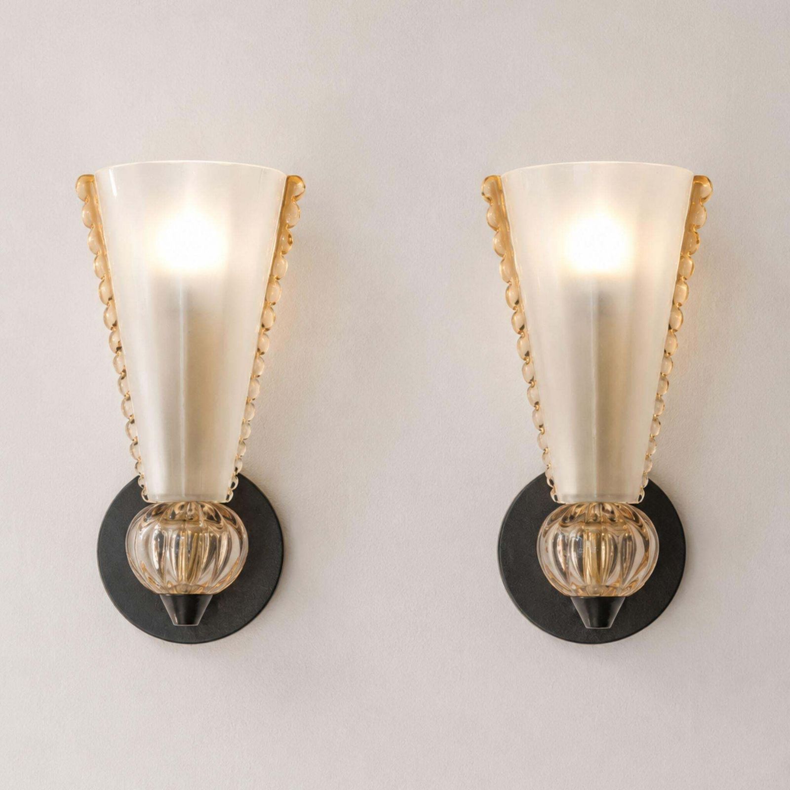 Mid Century Modern Pink Wall Lights Murano Glass Sconces Barovier & Toso Style photo Lighting