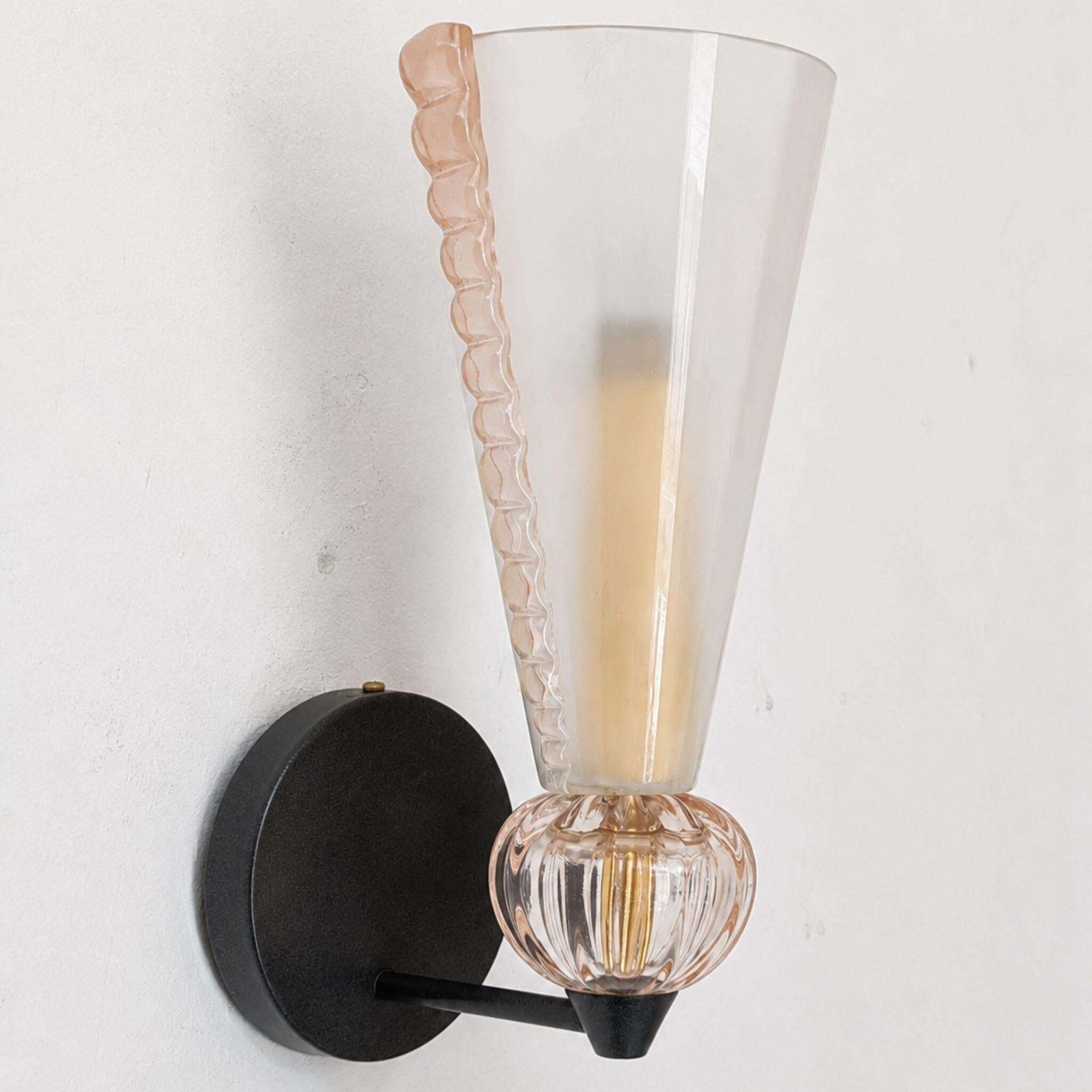 2785.0 Mid Century Modern Pink Wall Lights Murano Glass Sconces Barovier & Toso Style photo